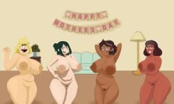 4girls areolae arms_behind_head arms_crossed arms_on_hips arms_up ass background big_areola big_ass big_boobs big_breasts big_butt big_nipples big_thighs blonde blonde_female blonde_hair blonde_pubic_hair blowjob_gesture boobs bottom_heavy bottom_heavy_female breasts brown_areola brown_hair brown_nipples camila_noceda child_bearing_hips color colored crossed_arms crossover eastern_and_western_character female female_only green_hair green_pubic_hair hairy_pussy holidays inko_midoriya latina looking_at_viewer mature_female milf mommy mother mothers_day my_hero_academia naked naked_female nipples nude nude_female pose priyanka_maheswaran pubic_hair rita_loud standing steven_universe the_loud_house the_owl_house thick_thighs thighs top_heavy top_heavy_breasts venus_body wide_hips wide_thighs