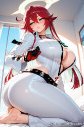 jack-o'_valentine guilty_gear guilty_gear_strive red_hair 1girl thighs thick_thighs big_breasts female mature_female revoaru ai_generated