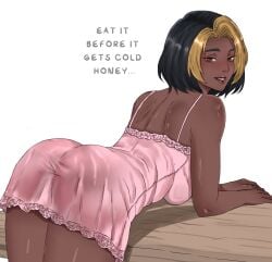 alishia_art female solo ass big_ass breasts big_breasts dark_skin dark-skinned_female indian indian_female bent_over overwatch blizzard_entertainment domina 1girls