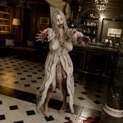 1futa 3d 3d_(artwork) 3d_model 3d_render balls ballsack big_penis blood_on_face dress flaccid futa_only futanari giant_penis gtmtr huge_balls huge_cock resident_evil resident_evil_9:_requiem selena_corey self_upload white_body white_eyes white_hair zombie zombie_girl