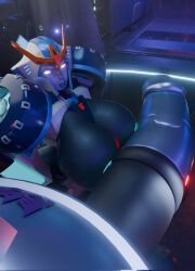 transformers transformers_robots_in_disguise_(2015) strongarm_(transformers) big_breasts thick_thighs robot_girl robot female cybertronian nipples areolae areola white_body blue_highlights blue_eyes blue_nipples cock faceless_male male soundpunk501 2026 3d 3d_render 3d_(artwork)