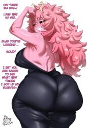 1girls adult_mina ass ass_in_dress ass_of_the_gods big_ass big_boy_(phrase) big_breasts black_sclera bottom_heavy breasts bubble_butt busty dialogue dress dumptruck_ass fat_ass female female_only gluteal_fold helloguish horns huge_ass huge_breasts large_ass large_breasts looking_at_viewer looking_back massive_ass mina_ashido mina_ashido_time-skip my_hero_academia my_hero_academia_(finale) no_bra pantylines pink_hair pink_skin png post-timeskip smile solo spankable_ass talking_to_viewer text thick_ass thick_thighs thunder_thighs underwear_outline wide_hips