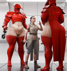 armor armored_female huge_breasts imminent_rape imperial_guard larger_female lesbian massive_ass no_pants rey_(star_wars) sandreiio size_difference smaller_female star_wars thick_thighs thigh_highs