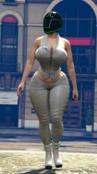 1girls 2022 3d 3d_(artwork) 3dcg absurd_res absurd_resolution absurdres bare_shoulders bbw black_fingernails cleavage collarbone disinterested filtered game_cg game_mod grand_theft_auto grand_theft_auto_online gta_online_female_character helmet_girl high_heels high_quality high_resolution highres huge_breasts huge_hips huge_thighs leather_pants masked_female massive_breasts mature_woman navel peteypelly rockstar_editor unbothered uninterested walking walking_towards_viewer white_high_heels white_pants wide_hips