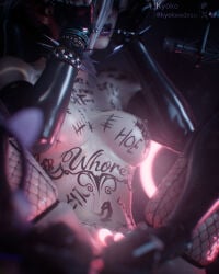 1girls 2026 3d areolae big_breasts body_writing bracelets breasts camgirl collar cropped_head dbd dead_by_daylight double_vibrator elbow_gloves eyeshadow female female_only fishnet_stockings fishnet_thigh_highs fishnet_thighhighs fishnets functionally_nude gloves glowing_eyes handcuffed handcuffs hands_tied high_heels holding_head holding_own_head indoors knee_highs kneehighs kyokwadesu latex_gloves latex_stirrup_stockings legs_apart_feet_together legs_spread light-skinned_female light_skin lipstick long_hair mascara mascara_tears necklace nipple_piercing nipples nude nude_female pierced_nipples piercing platform_heels ponytail purple_eyes purple_lipstick ruined_makeup sable_ward sitting sitting_on_chair smudged_makeup solo spiked_bracelet spiked_collar spread_legs stirrup_legwear stockings studded_bracelet thigh_highs thighhigh_stockings thighhighs tied_hair two-tone_lipstick vibrator vibrator_in_pussy waist_chain
