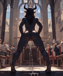 ai_generated anal anus artas9972 ass church cum cum_in_pussy cum_inside demon demon_girl demon_horns demon_tail public pussy pussy_juice pussy_juice_drip succubus succubus_horns succubus_tail