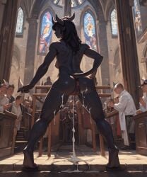 ai_generated anal anus artas9972 ass church cum cum_in_pussy cum_inside demon demon_girl demon_horns demon_tail public pussy pussy_juice pussy_juice_drip succubus succubus_horns succubus_tail