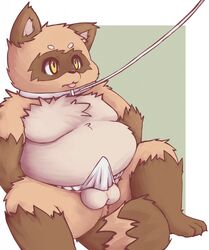 balls brown_fur bulge collar fundoshi furry furry_only leash male male_only overweight solo tanuki tongue tongue_out underwear yellow_eyes zangusuu