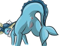 anus ass blue_skin blush eeveelution female from_behind furreon furry looking_back nintendo pokémon_(species) pokemon pokemon_(species) presenting pussy vaporeon