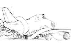 airliner airplane inanimate monochrome rape rough_sketch sketch snowll tentacle tentacle_rape