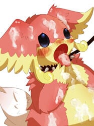 ambiguous_gender audino blue_eyes blush collar cum cum_on_face leash open_mouth pokemon rate tear tongue tongue_out