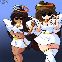 ángel 2girls angels ari_ariana ari_fnf ariana art artista breasts character fnf fnf_oc fnf_ocs friday_night_funkin girls multiple_girls nahiara_aguirre nahira nahira_(friday_night_funkin_oc) ocs thighs