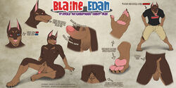 anthro ass balls blaine_edan canine doberman fur furry heterochromia male model_sheet muscles nipples nude paws penis spelunker_sal uncut