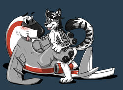 2boys airliner airplane anal anthro blush feline fokker-f_28 furry fursona gay inanimate male no_humans raised_tail sex snow_leopard snowll yaoi