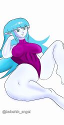 aeos blue_body blue_eyes blue_hair dragon_ball goddess kaioshin_angel nonude nude nude_female perfect_body pointy_ears pussy super_dragon_ball_heroes supreme_kai_of_time tagme time_power_unleashed_form_(dragon_ball)