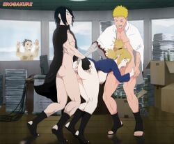 1girls 3boys anal_fingering angry armpits ass ass_grab bandaged_arm bandages black_hair blonde_hair boruto:_naruto_next_generations breasts cape caught caught_in_the_act cheating cheating_husband cheating_wife clothed_sex clothes cuckold doggy_style erogakure fellatio fingering fingerless_gloves gloves grabbing grabbing_another's_ass grabbing_from_behind hair_over_one_eye highres hokage_office huge_cock indoors kimono large_breasts medium_hair milf mother_and_son motherly_cuckold multiple_boys muscular muscular_male nara_shikadai naruto naruto_(series) netorare nipples ntr open_clothes open_mouth oral penis ponytail quad_tails rough_sex sasuke_uchiha sex sex_from_behind spitroast teamwork temari testicles threesome uchiha_sasuke uncensored uzumaki_naruto vaginal_penetration veins voyeurism watermark