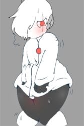 blush cum cum_through_clothes cum_through_clothing hiding_erection maggie_sea toony turret_(maggie_sea) white_body white_clothing wide_hips