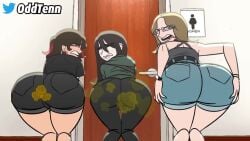 alt_girl animated ass_focus big_ass black_hair black_pants brown_hair dark_brown_hair dyed_hair fart fart_cloud fart_fetish farting female giselle_(oddtenn) jorts lexi_(oddtenn) longer_than_10_seconds looping_animation oddtenn pale-skinned_female presenting_hindquarters riley_(oddtenn) shorts small_ass tagme taller_female twitter twitter_logo video