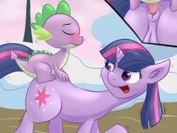 dragon duo equid equine female friendship_is_magic hasbro hi_res horse interspecies male male/female mammal maximussolini my_little_pony mythological_creature mythological_scalie mythology pony purple_body purple_skin scalie snow spike_(mlp) twilight_sparkle_(mlp)