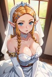 1girls ai_generated blonde_female blonde_hair blonde_hair_female blue_eyes braid braided_hair braided_twintails bride bride_gown bride_veil choker cleavage dress elf_ears elf_female female_only looking_at_viewer nintendo perchance_ai pointy_ears princess_zelda solo splatodyssey the_legend_of_zelda veil wedding_attire wedding_dress wedding_veil wedding_zelda_(splatodyssey) white_choker white_dress zelda_(breath_of_the_wild)