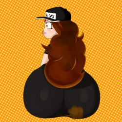 ass_focus bbw big_ass blair_(gobrush) brown_hair fart fart_fetish farting hat lipstick orange_eyes smell smelly stinkify stinky