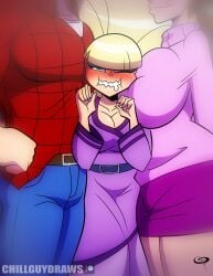 bisexual_(female) bisexual_sandwich dipper_pines disney frostbiteboi gravity_falls huge_breasts mabel_pines muscular muscular_male pacifica_northwest sandwiched thicc-verse