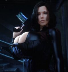 1girls 3d 3d_(artwork) alternate_breast_size ass big_ass big_breasts black_bodysuit black_hair bodysuit bottom_heavy breasts bust busty chest cleavage curvaceous curvy curvy_figure female female_focus female_only female_solo gun hips holding_object holding_weapon hourglass_figure huge_ass huge_breasts huge_hips humanoid large_ass large_breasts legs light-skinned_female light_skin looking_at_viewer mature mature_female open_bodysuit open_clothes selene_(underworld) slim_waist solo solo_female thick thick_hips thick_legs thick_thighs thighs top_heavy underworld vaako vampire vampire_girl vampiress voluptuous waist weapon wide_hips