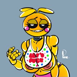 1girls animatronic anthro big_breasts breasts breasts_out chicken dezxex female five_nights_at_freddy's five_nights_at_freddy's_2 robot toy_chica_(fnaf) underboob