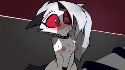 animated areolae breasts cock_awe fur furry helluva_boss jizoku kato777 loona_(helluva_boss) nipples nude_female panties penis_awe shadow_penis video