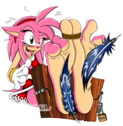 amy_rose anthro big_feet dazandanime feet female female_only fur hedgehog katadude long_feet solo sonic_(series) stocker tickle_torture tickling tickling_feet