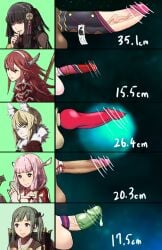 animal_genitalia artist_request balls bar_censor big_balls big_penis breasts caeldori_(fire_emblem) canine_penis censored cock_chart condom elbow_gloves erection fire_emblem fire_emblem_fates futa_only futanari huge_cock human humanoid humanoid_penis knot light-skinned_futanari midori_(fire_emblem) mitama_(fire_emblem) nintendo penis penis_comparison penis_size_chart penis_size_difference rhajat_(fire_emblem) selkie_(fire_emblem) source_request