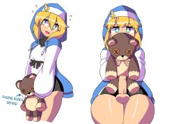 1boy ass balls big_ass big_butt blonde_hair blue_eyes boner bridget clothed clothing erection foreskin green_eyes guilty_gear guilty_gear_strive human intact looking_at_viewer male male_only nun nun's_habit open_mouth open_smile partially_retracted_foreskin penis penis_out ruw_ruler shorts simple_background smile smooth_penis solo solo_male spats teddy_bear thick_thighs uncut white_background wide_hips