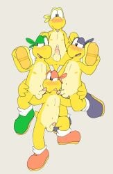 4boys anthro balls bodily_fluids casual_erection casual_nudity erection genitals group humanoid_genitalia humanoid_hands humanoid_penis koopa koopa_bros. koopa_troopa male manchotchaud mario_(series) navel nintendo nipples nude paper_mario penis reptile scalie