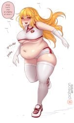 bbw belly_jiggle belly_overhang big_belly big_female blonde_hair blush chubby chubby_female embarrassed exhausted fat fat_ass fat_female fat_fetish fat_girl fat_rolls fat_teen fat_woman fatty full_body jiggling_belly kipteitei large_female long_hair obese obese_female out_of_breath out_of_shape overweight overweight_female pig plump pork_chop running shokuhou_misaki speech_bubble teenage_girl teenager thick_thighs to_aru_kagaku_no_railgun to_aru_majutsu_no_index tubby weight_gain