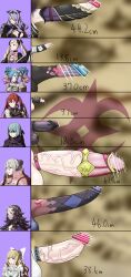 6+futas balls bar_censor beruka_(fire_emblem) big_penis breasts camilla_(fire_emblem) censored charlotte_(fire_emblem) cock_chart cock_sleeve_(clothes) effie_(fire_emblem) elbow_gloves elise_(fire_emblem) erection fire_emblem fire_emblem_fates futa_only futanari huge_cock human humanoid humanoid_penis light-skinned_futanari naku nintendo nyx_(fire_emblem) penis penis_size_chart peri_(fire_emblem) pubic_hair purple_pubic_hair selena_(fire_emblem_fates) severa_(fire_emblem)