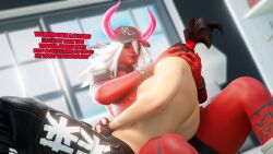 1boy 1girls 3d age_difference bangs big_breasts blender demon desdemona_(fortnite) dialogue epic_games fortnite horns milf mother mother_and_son mother_desdemona_(ya_path) ponytail ponytail_male red_skin shirtless_male tagme taller_girl tattoo thick_thighs white_hair ya_path yoshida_(ya_path)