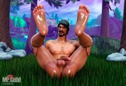 1boy ass bara barefoot beanie beard before_sex feet fortnite inviting_to_sex male_focus male_only mrguild muscle naughty_face nude penis presenting smile solo sweat testicles toes turk_(fortnite)