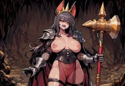1girls ai_generated animal_ears armor armored_female bat_ears bat_wings beauty_mark boots breasts cloth collar corset crown fangs female fishnet gauntlets gray_hair gray_lips gray_lipstick grey_hair grey_lips hammer horror horror_(theme) large_breasts leather long_hair monster_girl nipples orabelle_(paigen) orange_eyes original original_character paigen pixel_art pussy sharp_teeth undead vampire vampire_fangs vampire_girl weapon wings