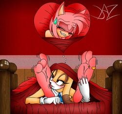 amy_rose big_feet cream_the_rabbit feet female furry katadude long_feet sonic_(series) yuri