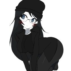 adult_female beanie_hat big_ass big_breasts black_hair blue_eyes blush counteriser glasses nice_ass roblox rogueordinary white_skin youtuber