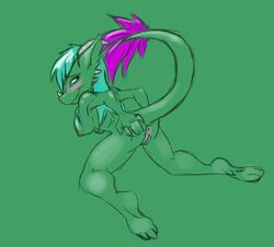 anthro anus breasts dragon female looking_at_viewer looking_back nude pussy raised_tail sketch solo thecrappiestguy