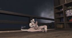 3d aura big_penis closed_eyes cumming erection final_fantasy_xiv hot_spring huge_cock male masturbation night oc open_mouth penis roleplay_character solo_male testicles uncensored