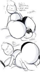 2boys big_ass black_hair black_shorts canadian facesitting femboy hungover hyper_ass phillip_argyle round_ass solo007_(artist) south_park squeezing terrance_and_phillip terrance_stoot thick_thighs white_background