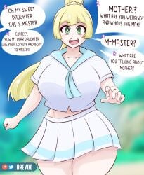 1girls breasts drevod english_text female female_only high_resolution large_breasts light-skinned_female light_skin lillie_(pokemon) looking_at_viewer midriff nintendo pokemon skirt solo text thighs very_high_resolution