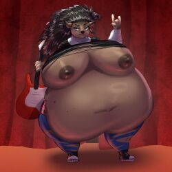 1:1 absurd_res anthro ash_(sing) ash_porcupine ass belly breasts eulipotyphlan farodor female hedgehog hi_res hyper illumination_entertainment inflation mammal nipples overweight pinup porcupine pose rodent sing_(movie) solo transformation