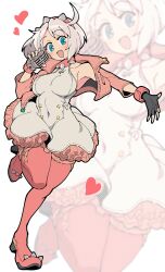 blue_eyes collar elphelt_valentine guilty_gear guilty_gear_strive itsuka_neru large_breasts leather love_heart singing solo_female solo_focus tight_clothing white_hair