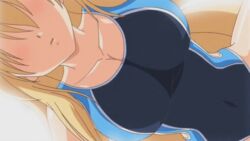 animated animated_gif blonde_hair bounce bouncing_breasts breasts ermalit_de_blanchefort implied_sex large_breasts long_hair love_2_quad pointy_chin poro screencap screenshot swimsuit