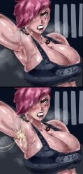 1girls abs angry armpit_fetish armpits badlandblack breasts clothed cum cum_on_armpit cum_on_face female league_of_legends muscular muscular_female pink_hair rape riot_games sweat sweaty sweaty_body tomboy vi vi_(league_of_legends)