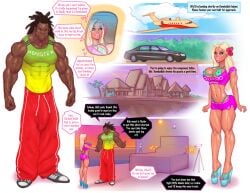 bimbo blonde_hair clothed damballah_native dark-skinned_male imminent_sex pink_shorts size_difference theofficialpit