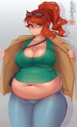 bbw belly_overhang big_belly big_female blush blush chubby chubby_female embarrassed fat fat_ass fat_female fat_fetish fat_girl fat_woman fatty kipteitei large_female obese obese_female overweight overweight_female pig plump pokemon pokemon_ss pork_chop showing_off_belly sonia_(pokemon) sweat sweating thick_thighs tubby weight_gain